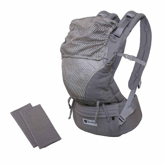 Quokkababy - Mochila portabebés e-carrier mesh - Light Grey