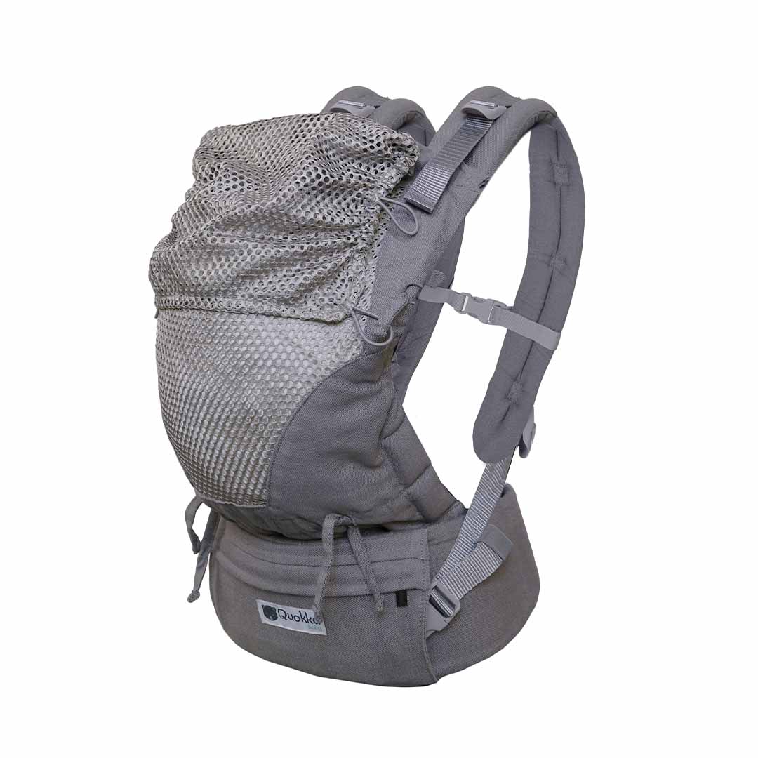 Quokkababy - Mochila portabebés e-carrier mesh - Light Grey