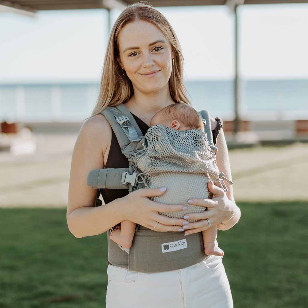 Quokkababy - Mochila portabebés e-carrier mesh - Light Grey