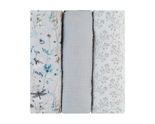 Set de 3 muselinas 100x100 Dreamy Fields Grey