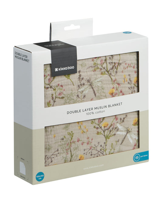 Manta de musselina 100x100 - Secret Garden Beige